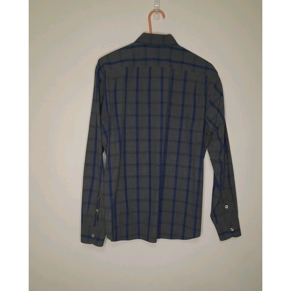 UNTUCKit Mens Long Sleeve Button Down 100% Cotton Shirt Size L Plaid Blue Gray - Picture 3 of 4
